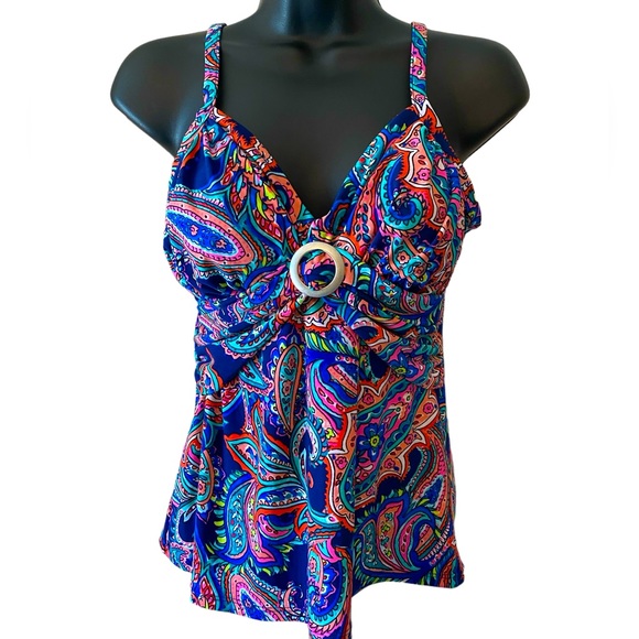 St. John's Bay Other - ST JOHN'S BAY Women's paisley fields printed Tankini Top adj. straps NWOT Size 8